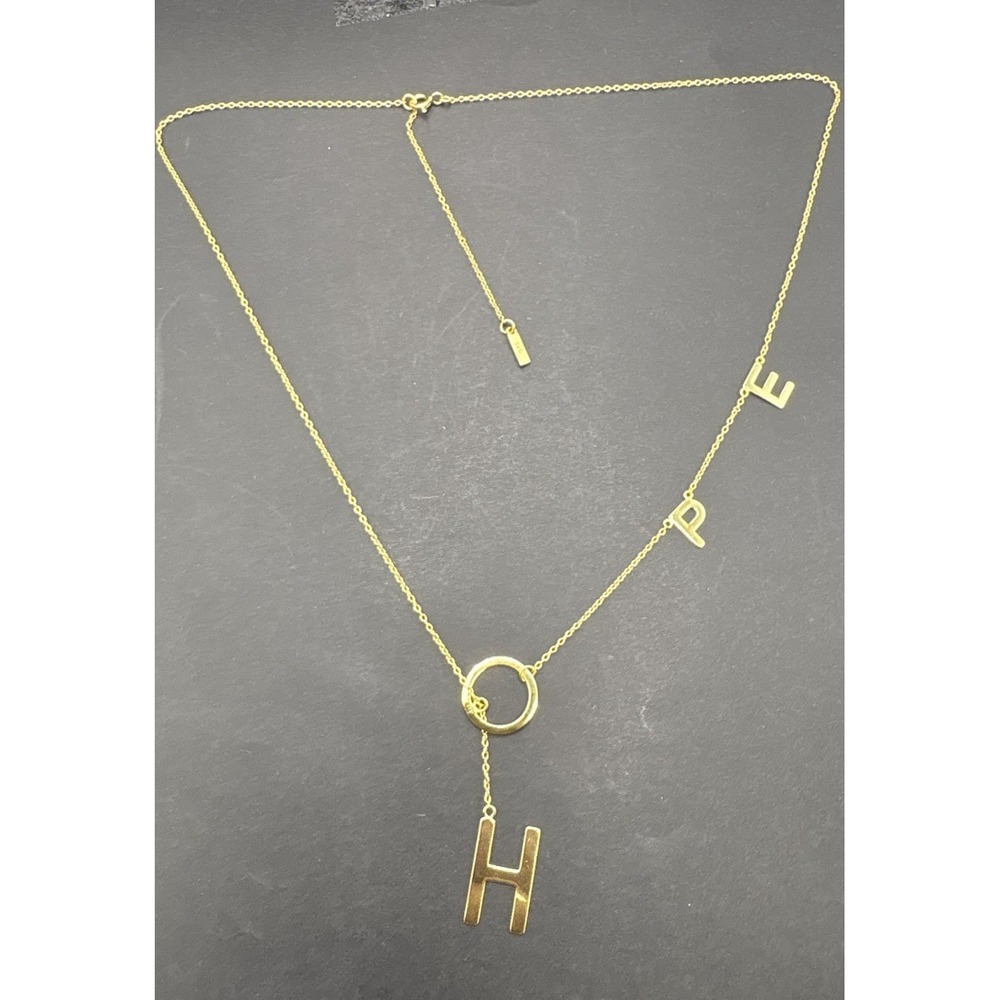 18" Gold Sterling Silver "Hope" Station Necklace 925 Extention G13